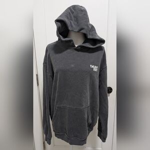 Talentless Spell out Mens Pullover Hoodie Gray Distressed Size L Grunge